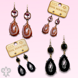 Druzy earring with Austrian crystal