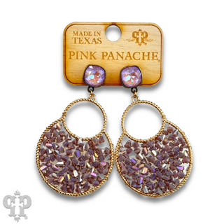 Woven bead double circle earring with Austrian crystal