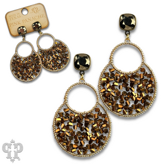 Woven bead double circle earring with Austrian crystal