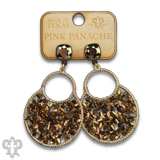 Woven bead double circle earring with Austrian crystal