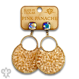 Woven bead double circle earring with Austrian crystal
