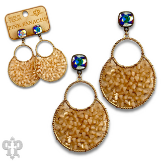 Woven bead double circle earring with Austrian crystal