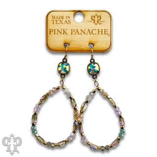 Mixed shape bead teardrop earring with Austrian crystal