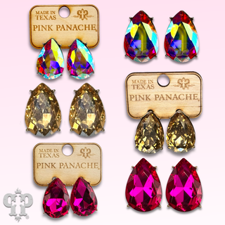 Teardrop rhinestone post earring