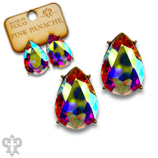 Teardrop rhinestone post earring