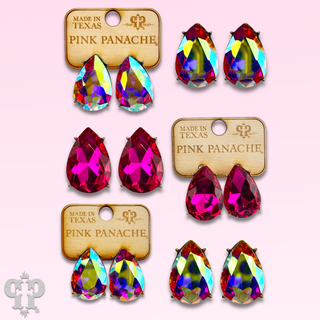 Teardrop rhinestone post earring