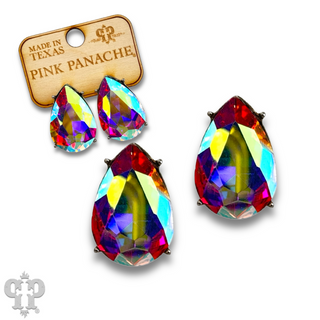 Teardrop rhinestone post earring