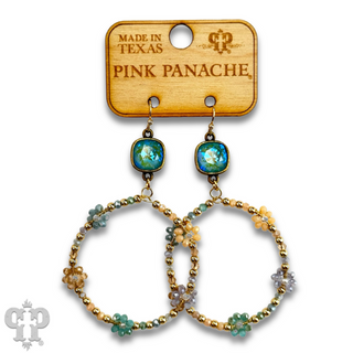 Flower bead circle earring with Austrian crystal