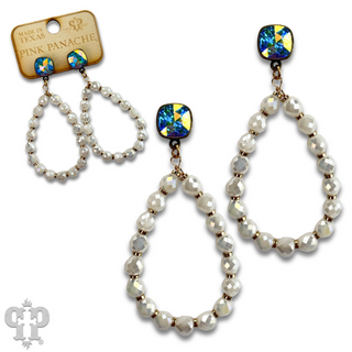 Faceted teardrop barrel bead earring with Austrian crystal
