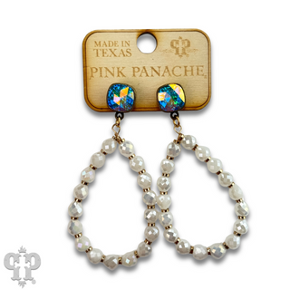 Faceted teardrop barrel bead earring with Austrian crystal