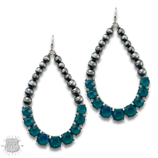 Silver and rhinestone teardrop earring