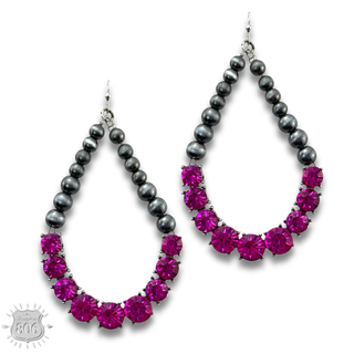 Silver and rhinestone teardrop earring