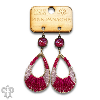 Seed bead teardrop earring with an Austrian crystal