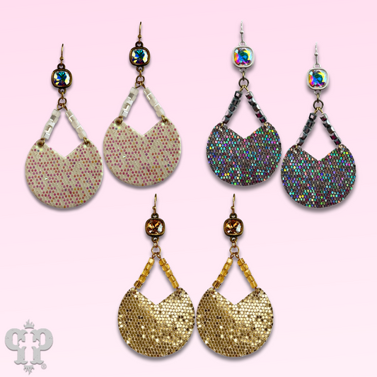 Glitter disc earring with Austrian crystal