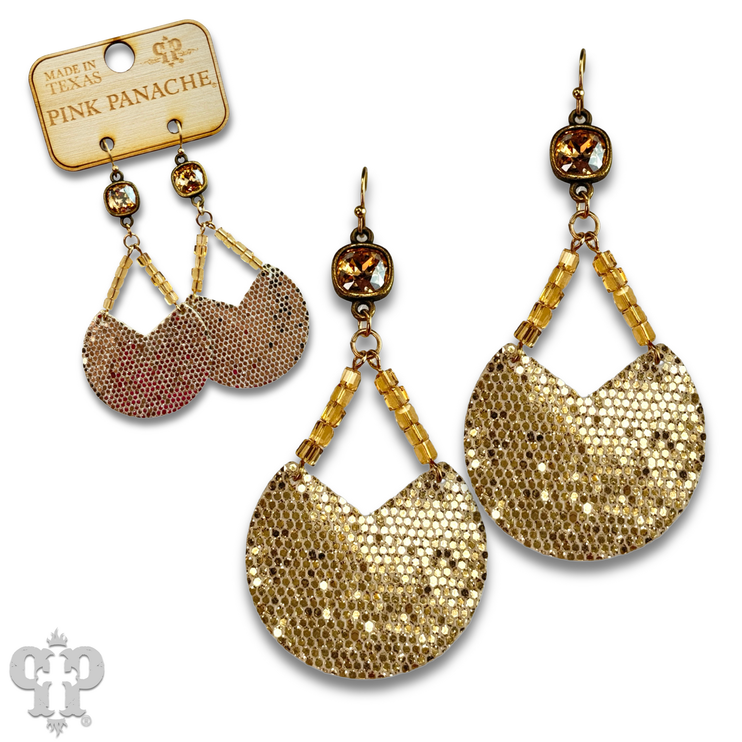 Glitter disc earring with Austrian crystal