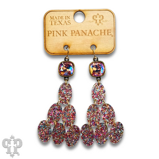 Glitter chandelier oval earring, Austrian crystal