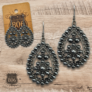 Burnished silver scalloped teardrop earring  