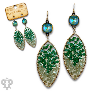 Bead woven diamond shape earring with Austrian crystal