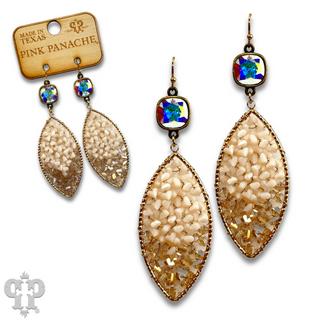 Bead woven diamond shape earring with Austrian crystal