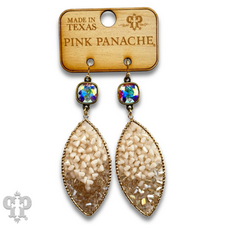 Bead woven diamond shape earring with Austrian crystal