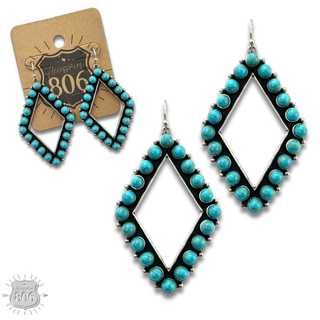 Stone bead diamond shape earring