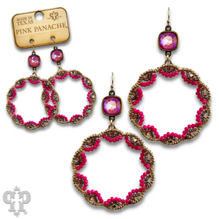 Scalloped bead circle earring with Austrian crystal