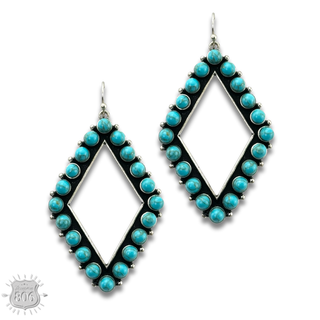 Stone bead diamond shape earring