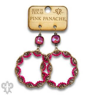 Scalloped bead circle earring with Austrian crystal