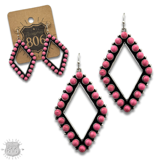 Stone bead diamond shape earring