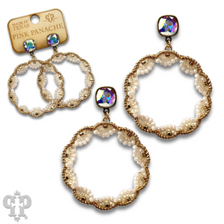 Scalloped bead circle earring with Austrian crystal
