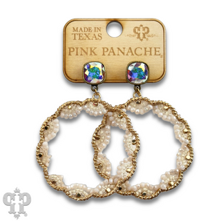 Scalloped bead circle earring with Austrian crystal