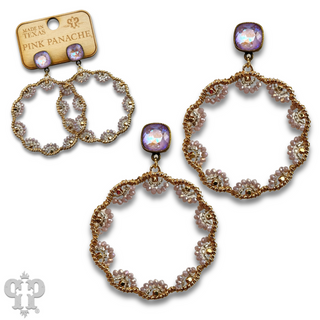 Scalloped bead circle earring with Austrian crystal