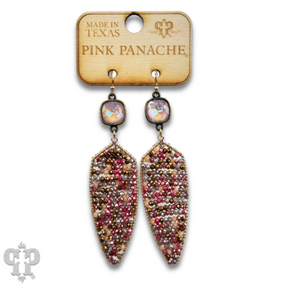 Arrow shape seed bead earring with Austrian crystal