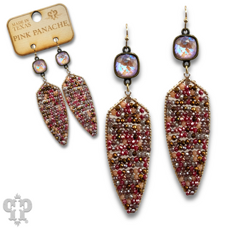 Arrow shape seed bead earring with Austrian crystal