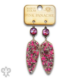 Arrow shape seed bead earring with Austrian crystal