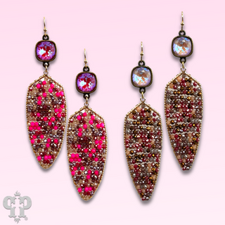 Arrow shape seed bead earring with Austrian crystal