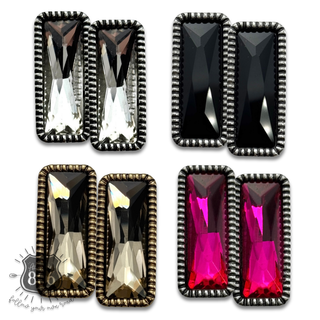 Western rectangle rhinestone stud earring
