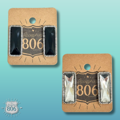 Rectangle rhinestone earring