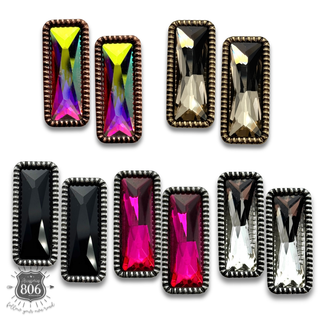 Western rectangle rhinestone stud earring