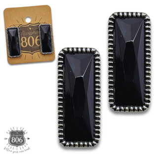 Western rectangle rhinestone earring