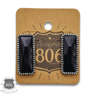 Western rectangle rhinestone earring