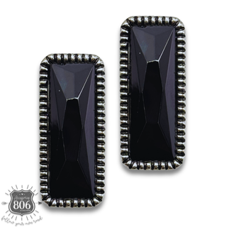 Western rectangle rhinestone earring
