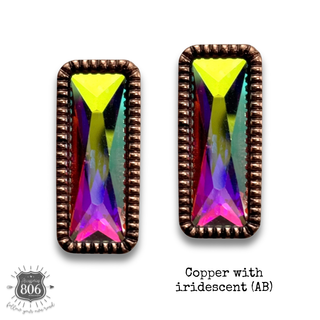 Western rectangle rhinestone stud earring