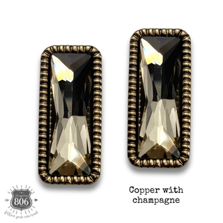 Western rectangle rhinestone stud earring