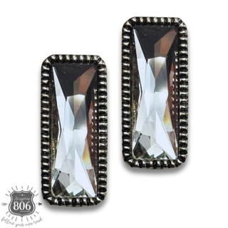Western rectangle rhinestone earring