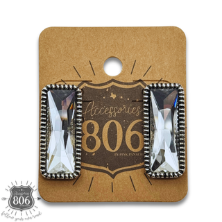 Western rectangle rhinestone earring