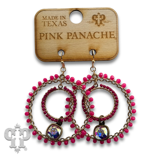 Square bead double circle earring with Austrian crystal - LC