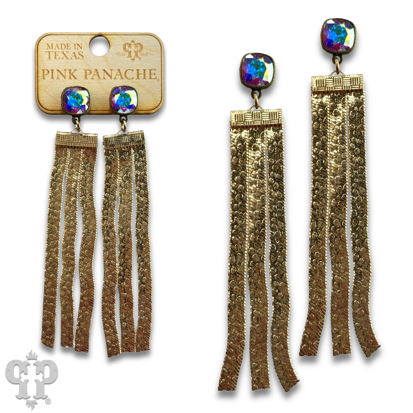 Mesh fringe earring with Austrian crystal