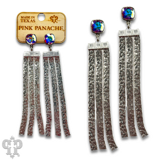 Mesh fringe earring with Austrian crystal