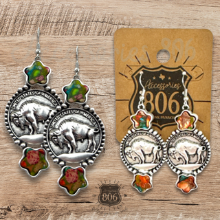 Buffalo coin earring